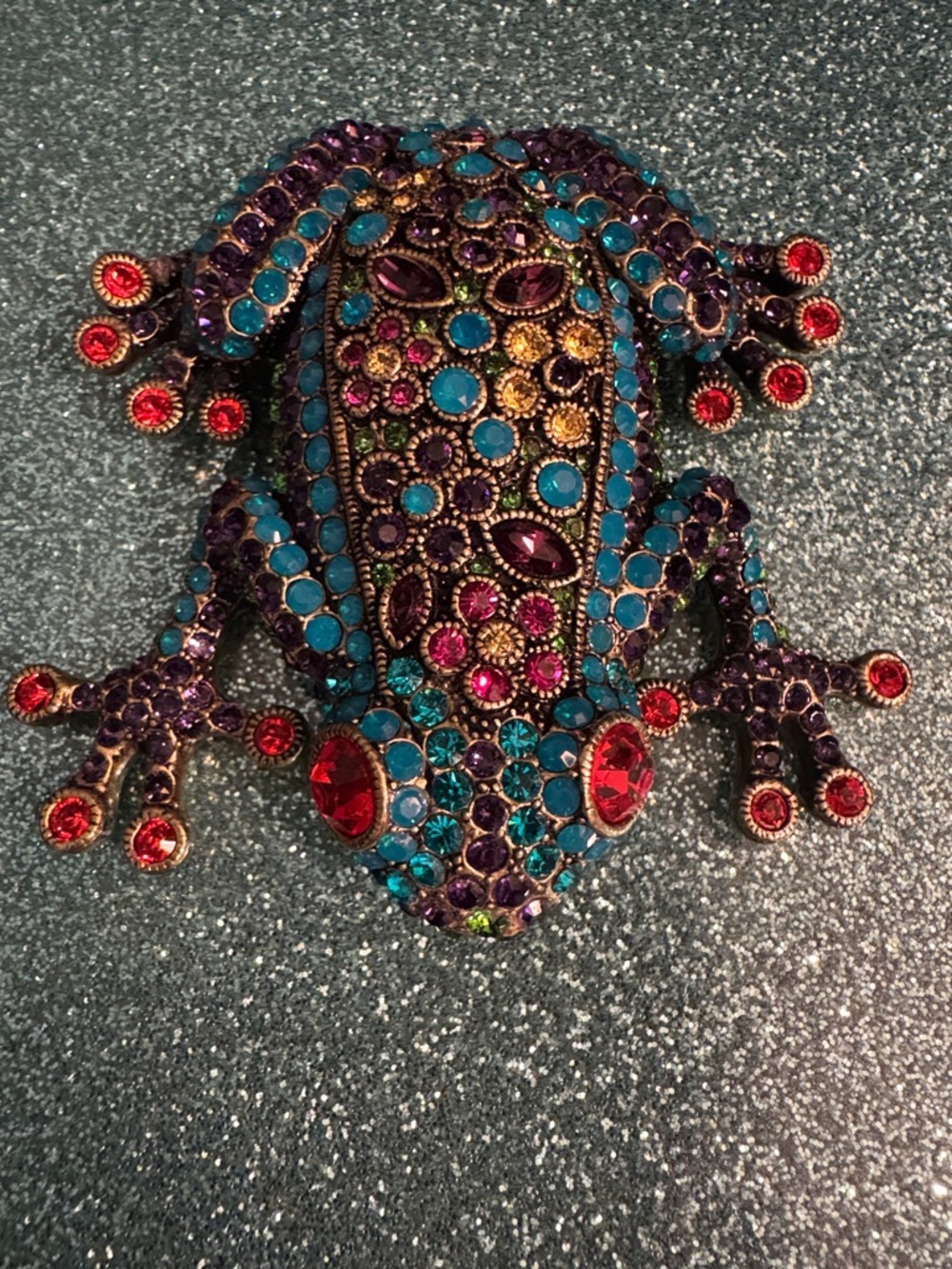 Heidi Daus Multicolor Jeweled Frog Brooch